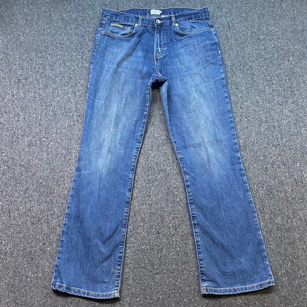 Calvin Klein Jeans Sz 12 Womens Blue Skater Grunge Straight Leg Stretch Denim